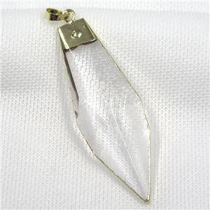 Glass crystal leaf pendants, gold plated, approx 24-70mm
