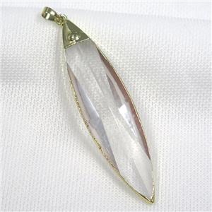Glass crystal leaf pendants, gold plated, approx 20-80mm