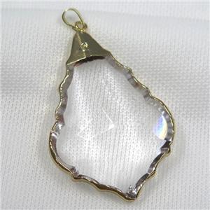 Glass crystal teardrop pendants, gold plated, approx 43-60mm