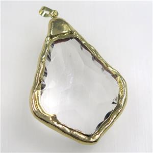 Glass crystal teardrop pendants, gold plated, approx 43-65mm