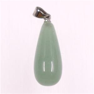 Green Aventurine pendants, teardrop, approx 10-25mm
