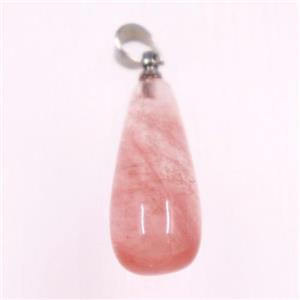 pink watermelon quartz teardrop pendants, approx 10-25mm