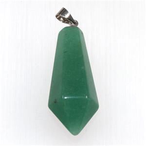 faceted Green Aventurine teardrop pendants, approx 14-30mm