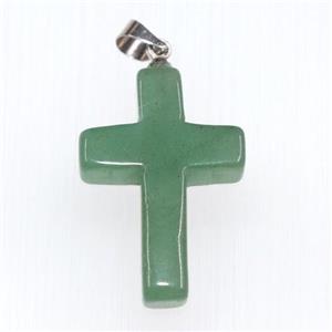 Green Aventurine pendants, cross, approx 18-25mm