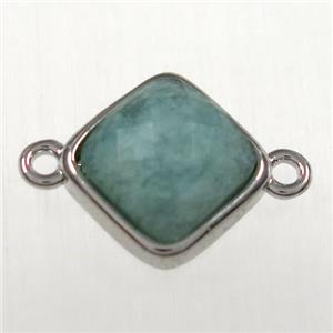 Amazonite connector, platinum plated, approx 10x10mm