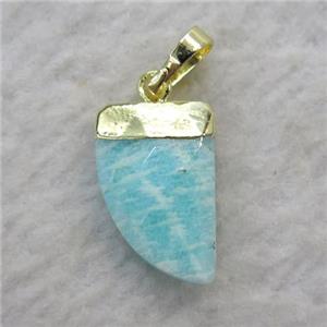 Amazonite pendant, horn, gold plated, approx 10-15mm