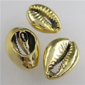 Conch Shell Beads Cowrie Shell Gold Plated, approx 14-20mm