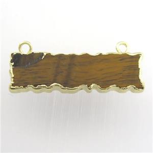 yellow Tiger eye stone pendant, rectangle, gold plated, approx 8-30mm