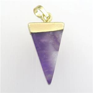 Amethyst pendant, triangle, gold plated, approx 12-22mm