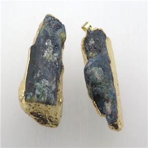 raw Kyanite pendant, freeform, gold plated, approx 12-45mm