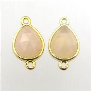 yellow MoonStone teardrop connector, approx 10-12mm