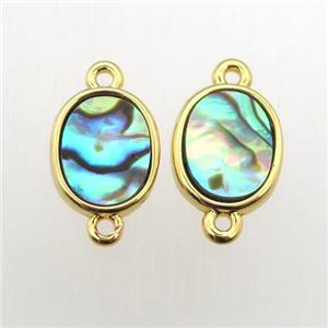 Abalone Shell oval connector, approx 9-11mm