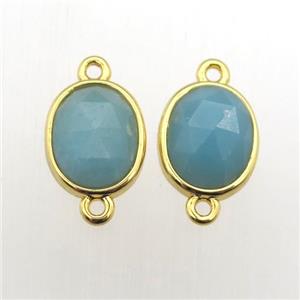 blue Amazonite oval connector, approx 9-11mm