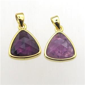 Amethyst triangle pendant, approx 11-12mm