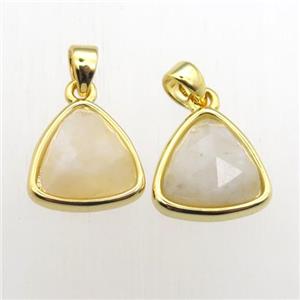 white MoonStone triangle pendant, approx 11-12mm