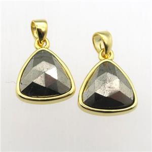 Pyrite triangle pendant, approx 11-12mm