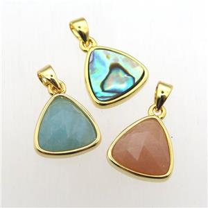 mixed Gemstone triangle pendant, approx 11-12mm
