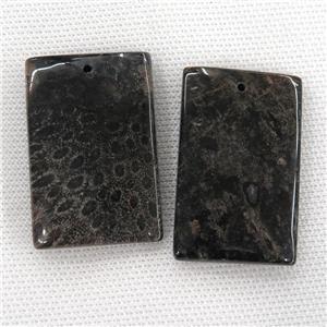 black Coral Fossil pendants, rectangle, approx 30-45mm