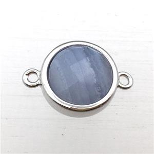 Blue Lace Agate circle connector, approx 12mm