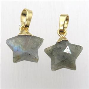 Labradorite star pendant, gold plated, approx 12mm dia