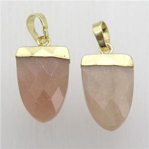 Peach SunStone Tongue Pendant Gold Plated, approx 11-16mm
