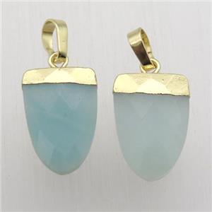 Blue Amazonite Tongue Pendant Gold Plated, approx 11-16mm