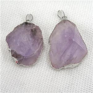 Amethyst pendant, freeform, point, silver plated, approx 20-50mm