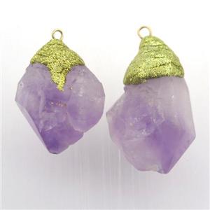 purple Amethyst pendant, freeform, approx 15-30mm