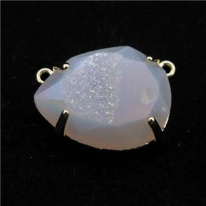 white AB-color Agate Druzy teardrop pendant, approx 16-22mm