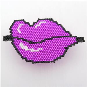 Handcraft lip connector with seed glass beads, approx 37-50mm