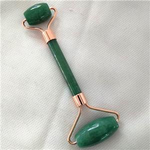 green Aventurine Roller GuaSha Massage Tools, rose gold, approx 18-40mm, 150mm