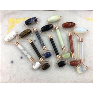 mixed gemstone Roller GuaSha Massage Tools, rose gold, approx 18-40mm, 150mm