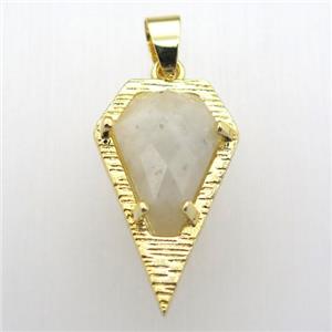 white moonstone teardrop pendant, gold plated, approx 15-25mm