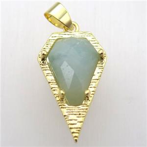 amazonite teardrop pendant, gold plated, approx 15-25mm