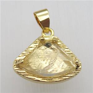 clear quartz fan pendant, gold plated, approx 15-20mm