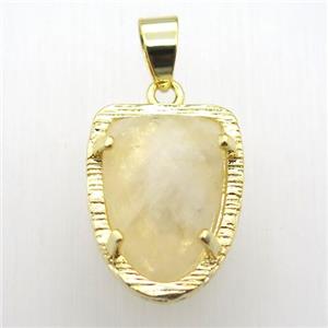 citrine tongue pendant, gold plated, approx 15-20mm