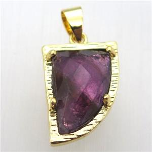 purple amethyst horn pendant, gold plated, approx 15-20mm