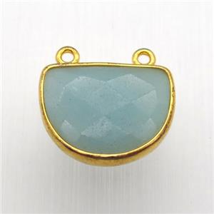 amazonite moon pendant, gold plated, approx 13-17mm