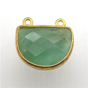 green Australian Chrysoprase moon pendant, gold plated, approx 13-17mm