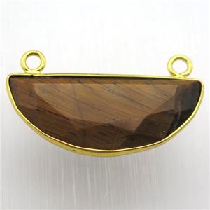 tiger eye stone moon pendant, gold plated, approx 15-30mm