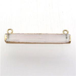 white Calcite pendant with 2loops, rectangle, gold plated, approx 6-40mm
