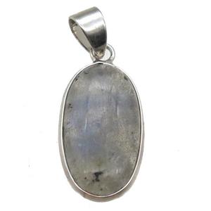 Labradorite oval pendant, approx 11-21mm