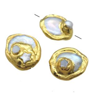 natural pearl beads, gold plated, approx 20-28mm