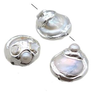 natural pearl beads, silver plated, approx 20-28mm