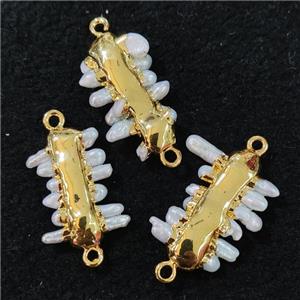 natural pearl connector, gold plated, approx 20-25mm
