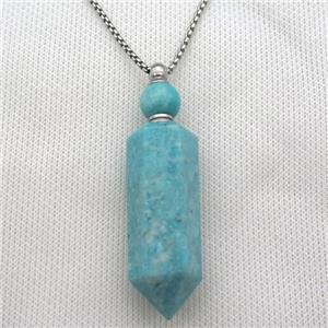 green Russian Amazonite perfume bottle Necklace, approx 16-60mm