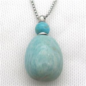 green Russian Amazonite perfume bottle Necklace, approx 30-50mm