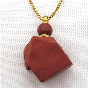 Red Jasper nugget perfume bottle Necklace, approx 25-40mm
