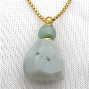 Amazonite nugget perfume bottle Necklace, approx 25-40mm