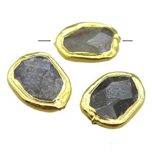 Labradorite beads, freeform, gold plated, approx 20-27mm